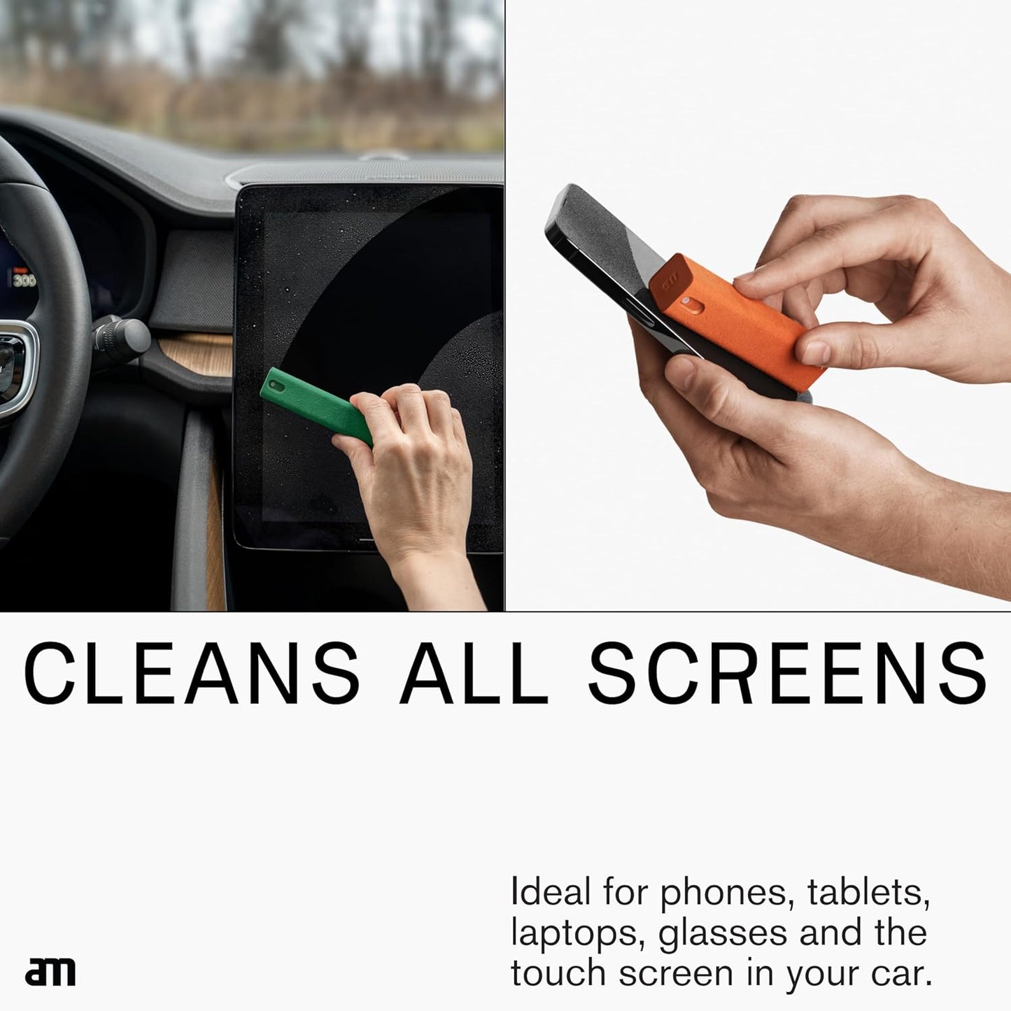 am Screen Cleaner Mist Spray with Microfiber Cloth Around β Alcohol-Free, Streak-Free Screen Cleaning Kit for Smartphones, Tablets, Laptops, Smart TVs & Car Screens, 1 Pack, Blue