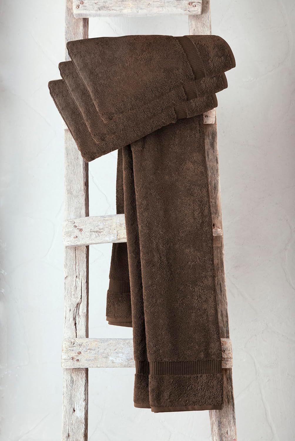 SALBAKOS 100% Turkish Cotton Hand Towel Set of 6 16x30 inch | Heirloom Quality | Hotel & Spa Collection | Soft, Super Absorbent, Long Lasting Hand Towels | Made in Turkey (Chocolate, 6 Hand Towels)