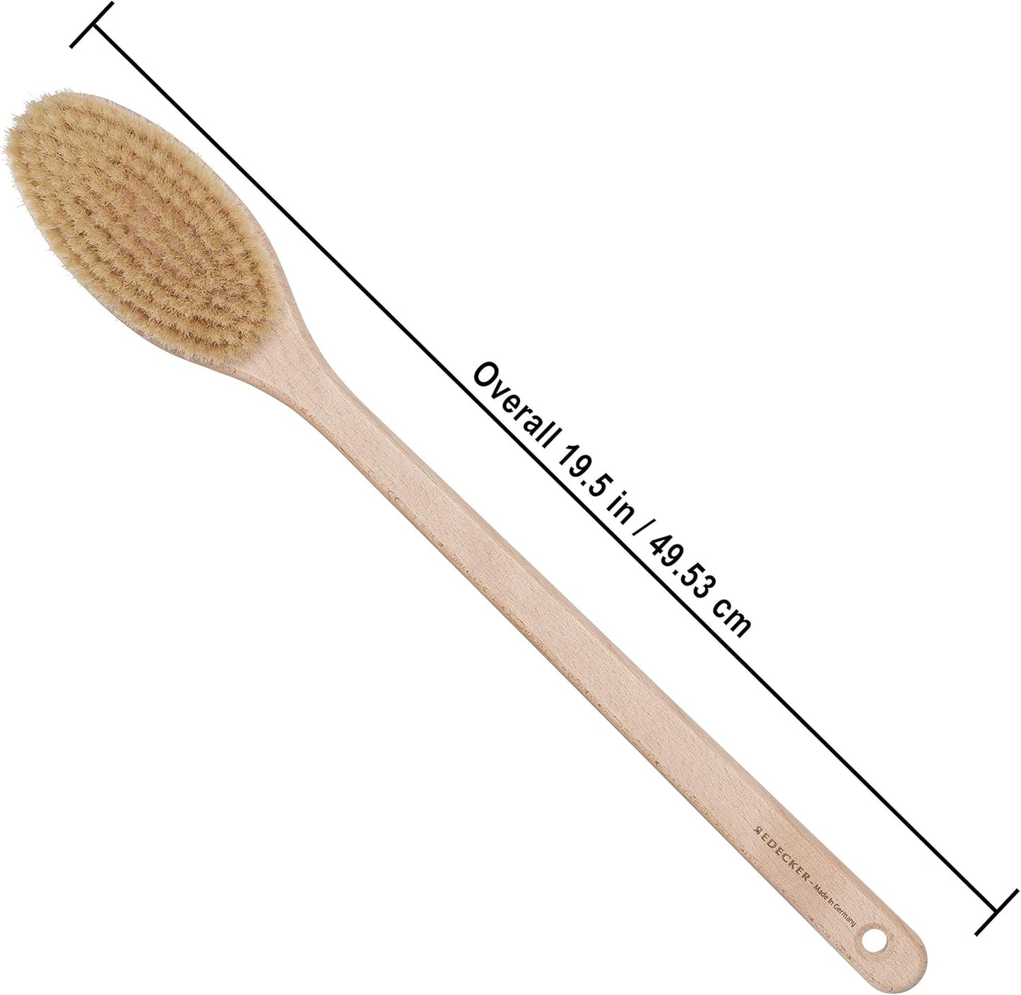 REDECKER Extra Long Beechwood Bath Brush - Natural Pig Bristle Body Brush for Showering, Back Scrubbing, Exfoliating, Dry Brushing and Lymphatic Drainage - Perfect for Hard-to-Reach Areas