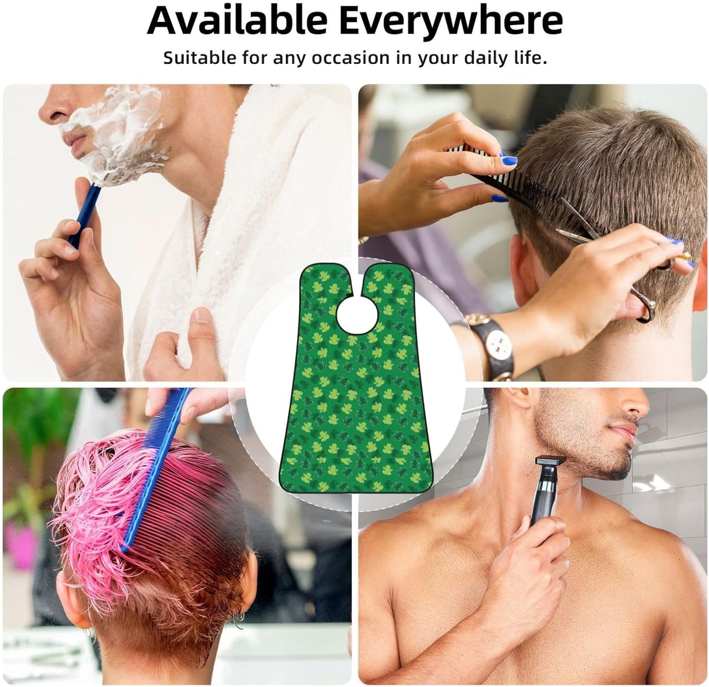 Beard Grooming Cape, Waterproof Hair Catcher for Shaving Trimming, Non-Stick Bib Apron Gifts for Dad Men, Animal Frogs Green Shave Bib
