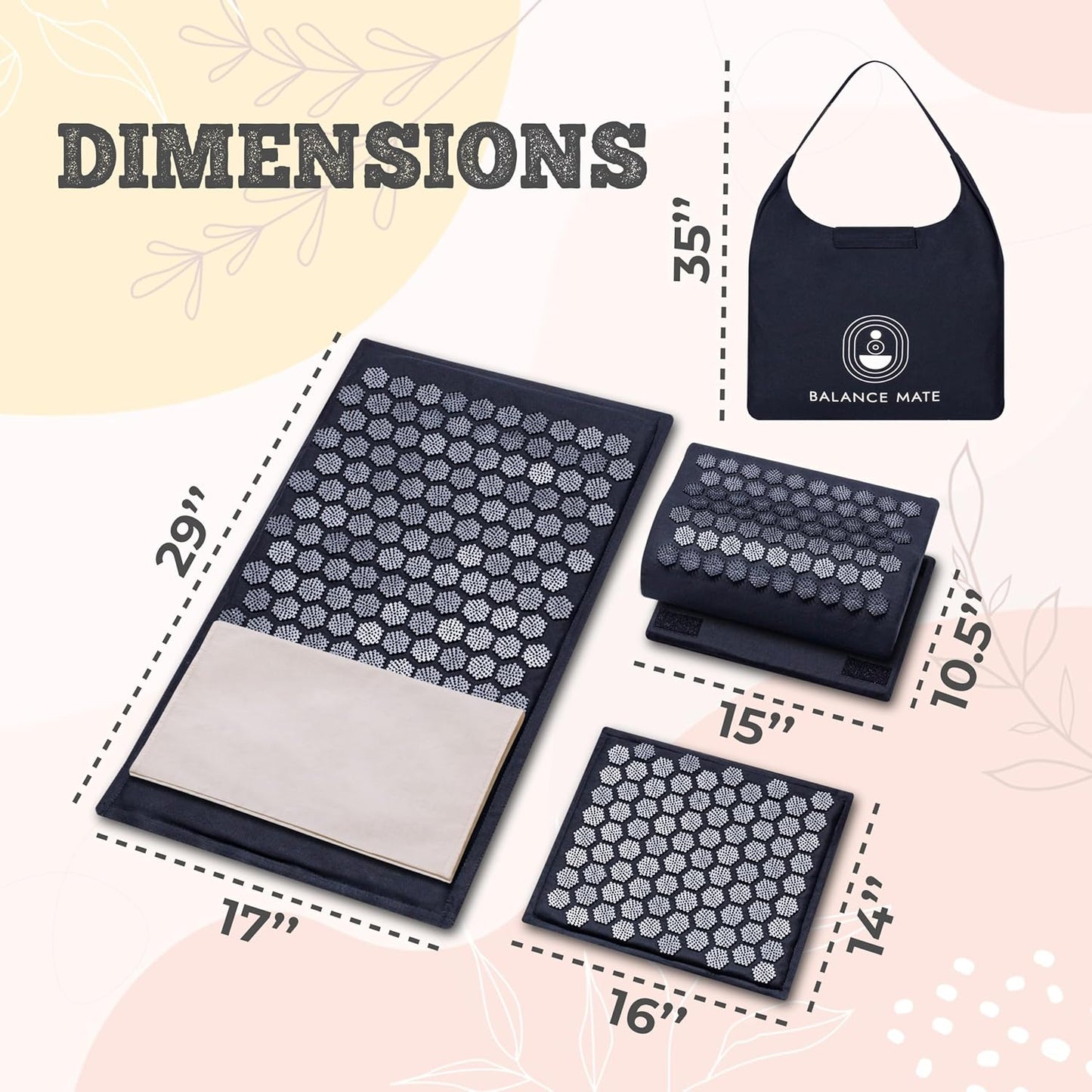 Acupressure Mat & Pillow β Pain Relief and Relaxation Kit for Back, Neck, and Sleep, Suitable for Yoga, Meditation, or Daily Use (Deep Black).