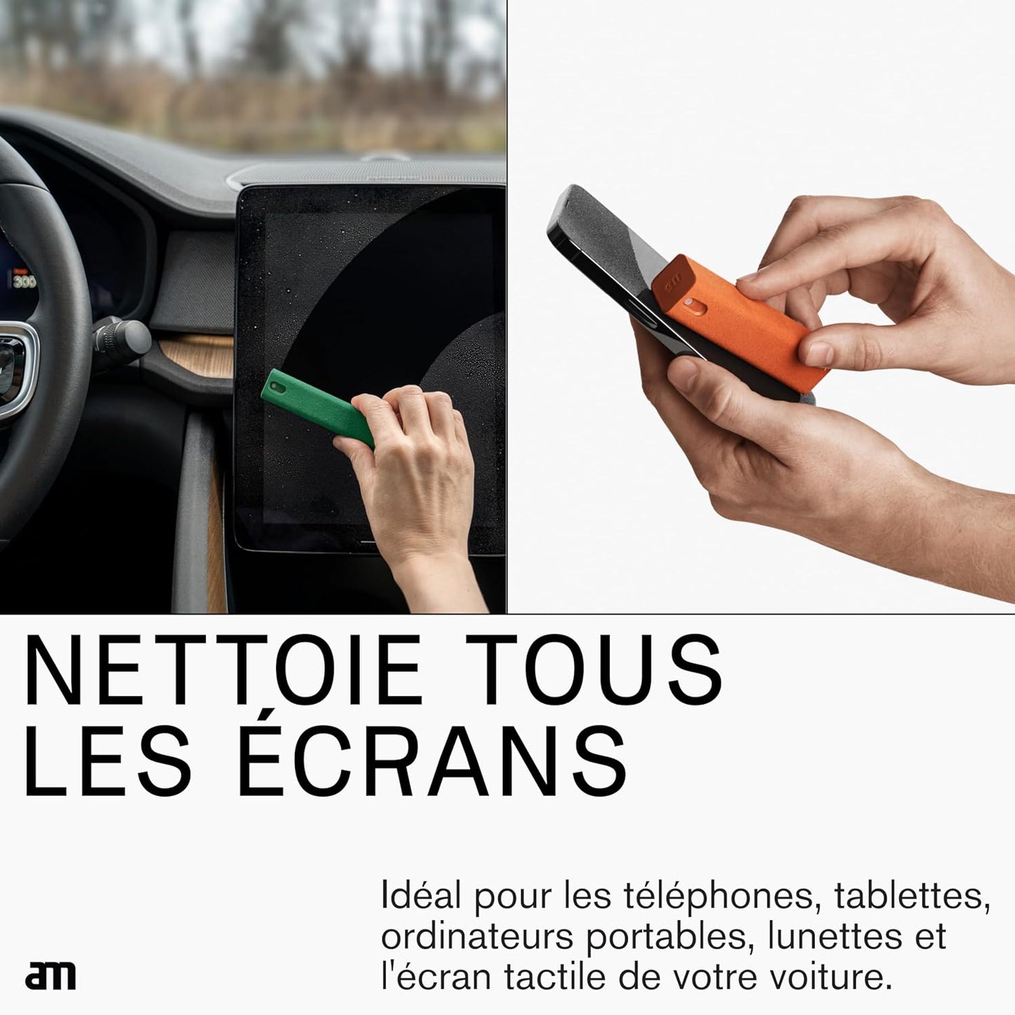 am Screen Cleaner Mist Spray with Microfiber Cloth Around β Alcohol-Free, Streak-Free Screen Cleaning Kit for Smartphones, Tablets, Laptops, Smart TVs & Car Screens, 1 Pack, Orange