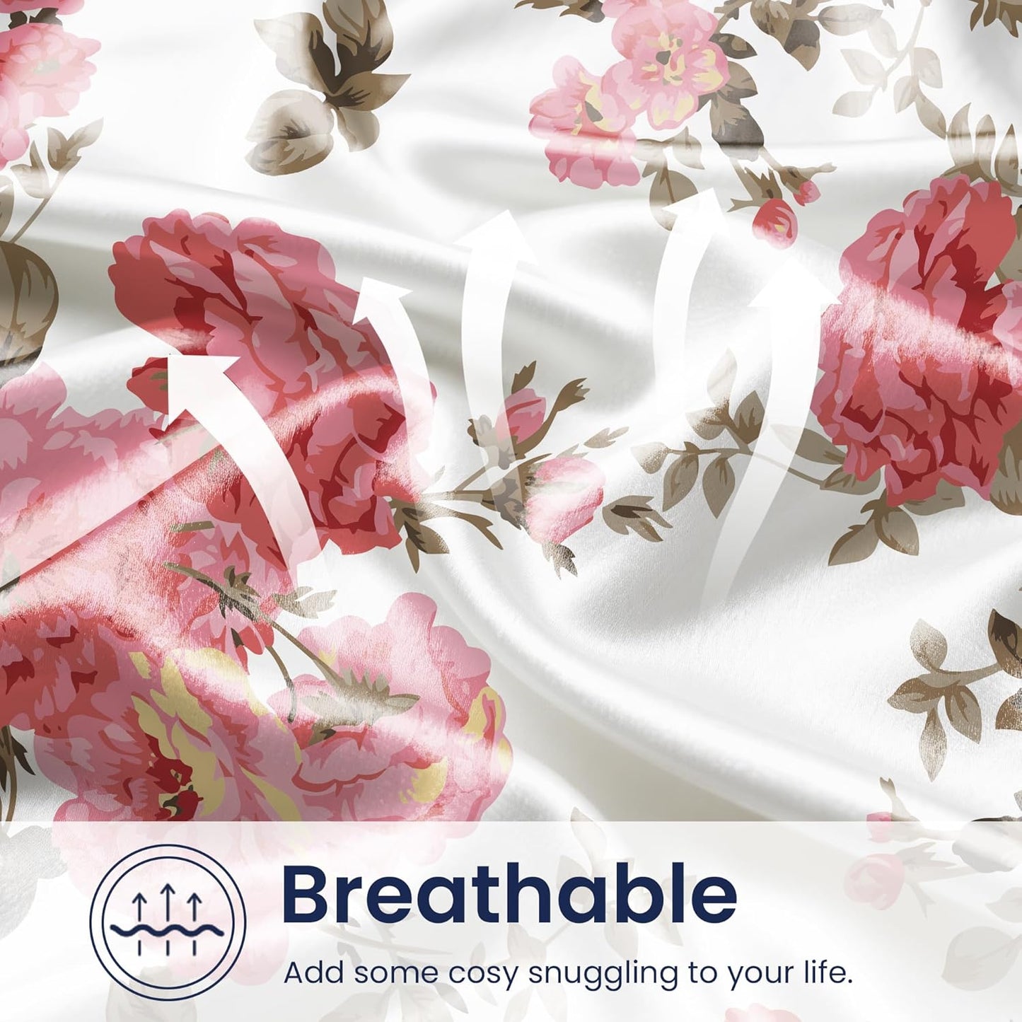 EXQ Home Satin Pillowcase for Hair and Skin Queen - Printed Spring Flowers Silk Pillow Cases 2 Pack 20x30 inches - Satin Pillow Cases Set of 2 with Envelope Closure, Gifts for Women Men