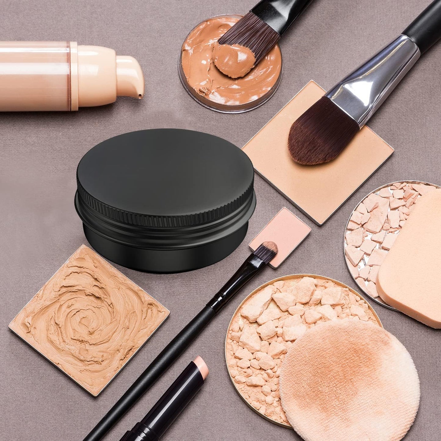 40 Pcs 0.5 Ounce Aluminum Tin Jars Containers Leak Proof Cosmetic Tin Jars Containers Round Screw Lids for Cosmetic, Salves, Balms, Lip Balm or Others, 15mL Black