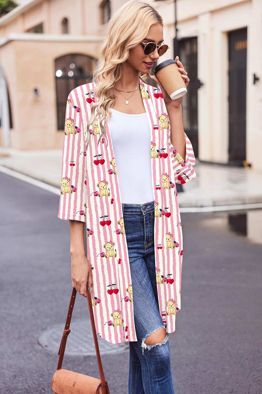 Ekouaer Robes for Women Waffle Knit Bathrobe Soft Lightweight Knee Length Loungewear S-XXL