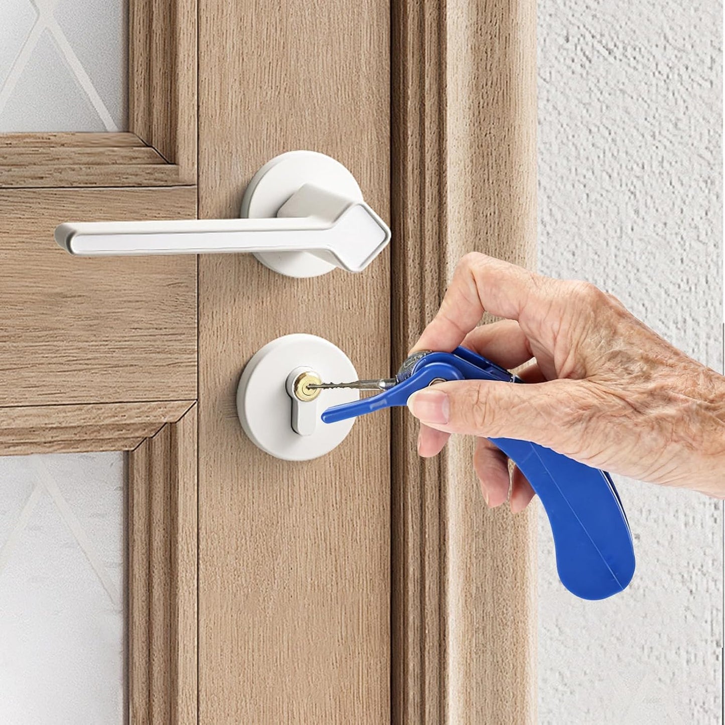 2 Pcs Key Turner Aid for Arthritis Weakened Grip - Easy Door Opening Key Extender Assist for Elderly & Disabled, Fits 2 Keys(Blue)