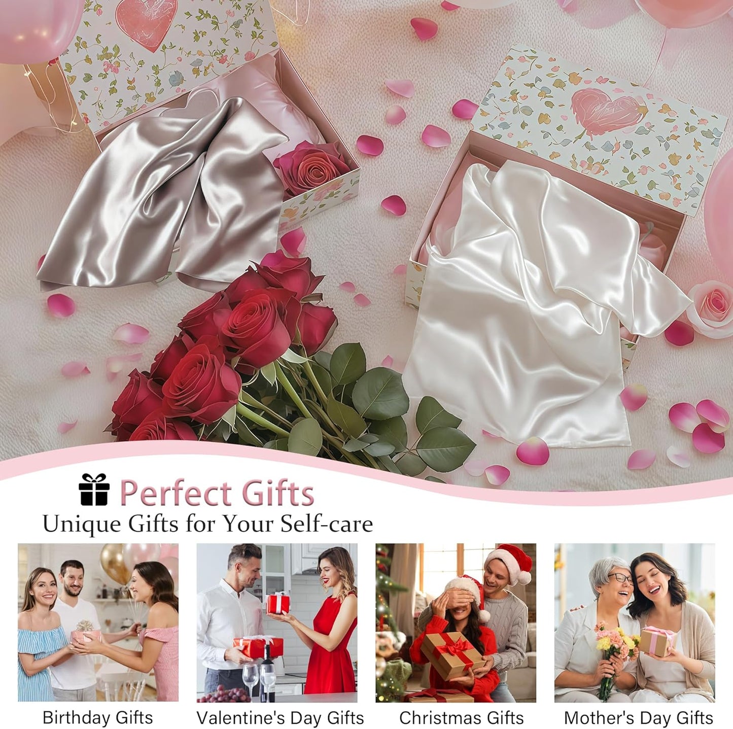 Mulberry Silk Body Pillow Pillowcase with Zipper, Ultra Smooth Soft Breathable Cooling Pillow Cases for Hot Sleepers, Silk Satin Body Pillow Cover for Hair and Skin (Silver Grey, 20×54 Inches, 1 Pack)