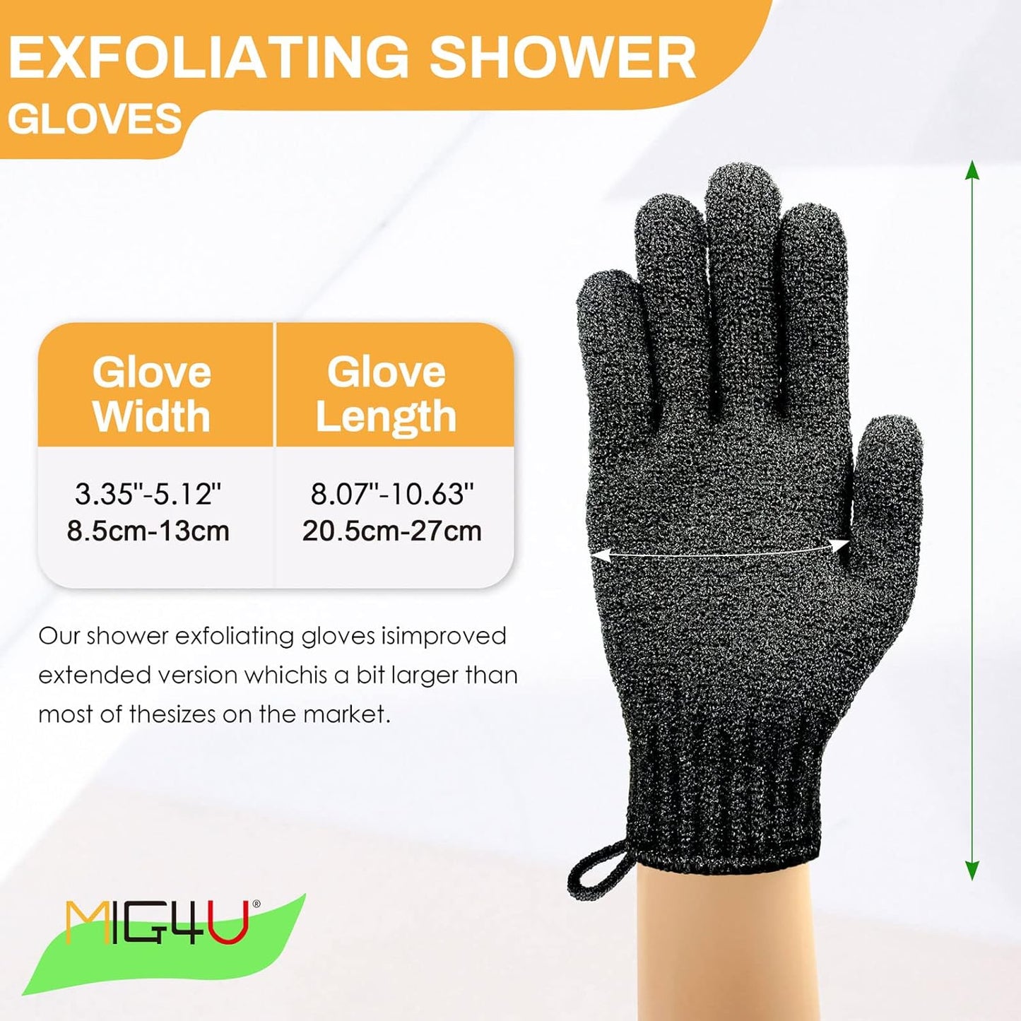 MIG4U Shower Exfoliating Scrub Gloves, Bathing Gloves Body Wash Dead Skin Removal Deep Cleansing Sponge Loofah for Women Men