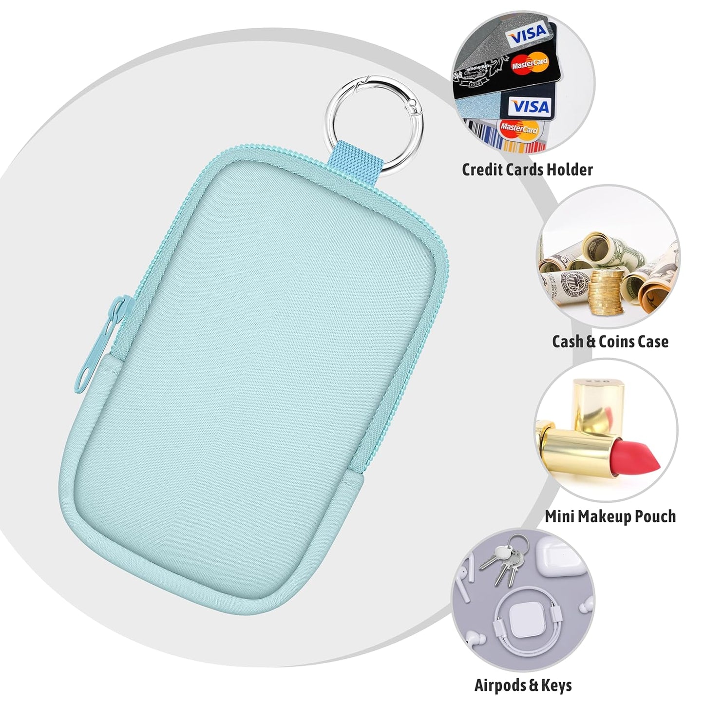 Hand Sanitizer Spray Case, Hand Sanitizer Holder Zippered Pouch, Cute Fashion Accessory with Snap Hook for Glow Mist and Power Mist 1FL OZ, Light Green