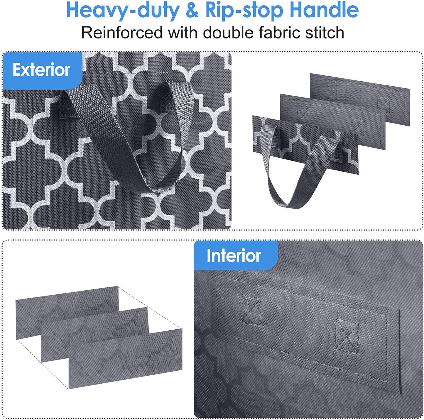 WISELIFE Storage Bags 8 Pack/100L Large Blanket Clothes Organization and Storage Containers for Comforters,Bedding, Foldable Organizer with Reinforced Handle, Clear Window, Sturdy Zippers,Gray