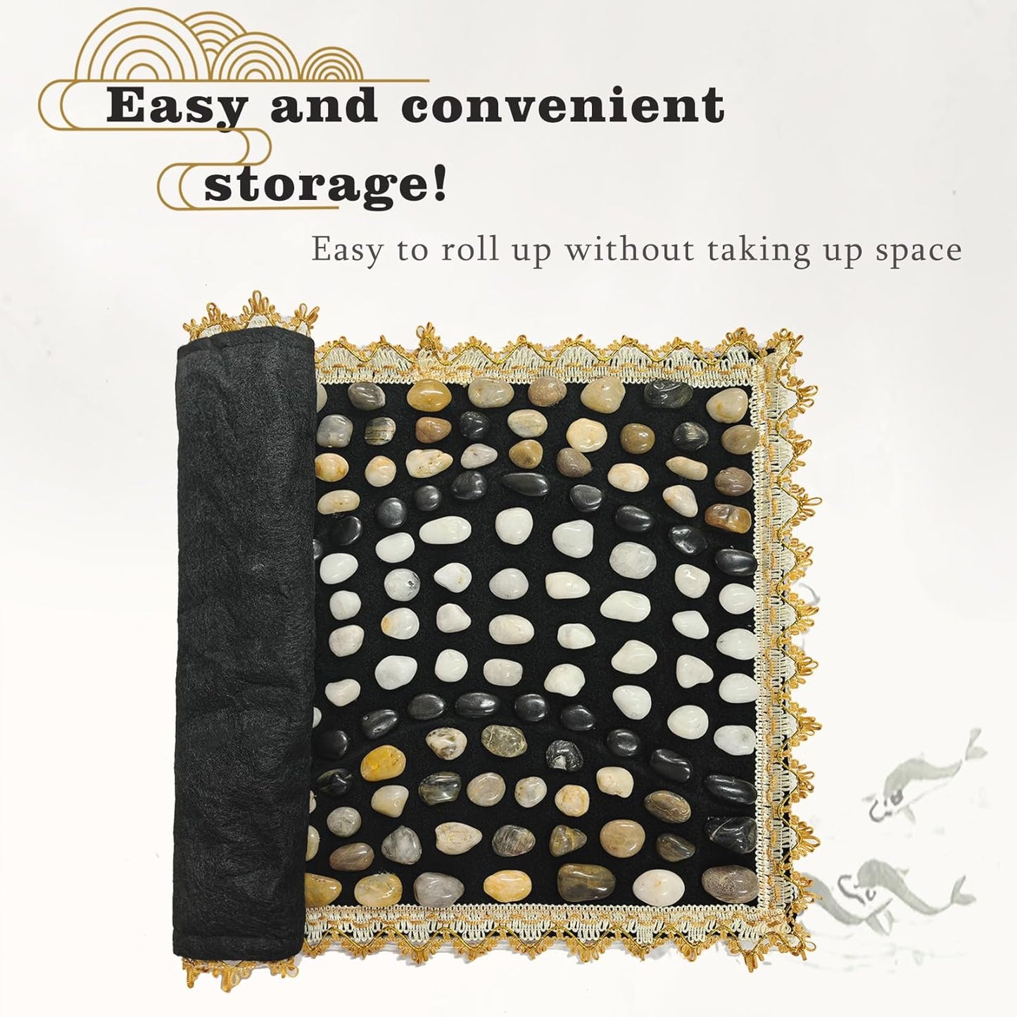 LIYAOLI Pebbles Foot Massager Mat - Acupressure Reflexology Pad with Natural Cobblestones for Pain Relief, Improved Circulation & Relaxation for Tired Feet (23.6" x 15.7")