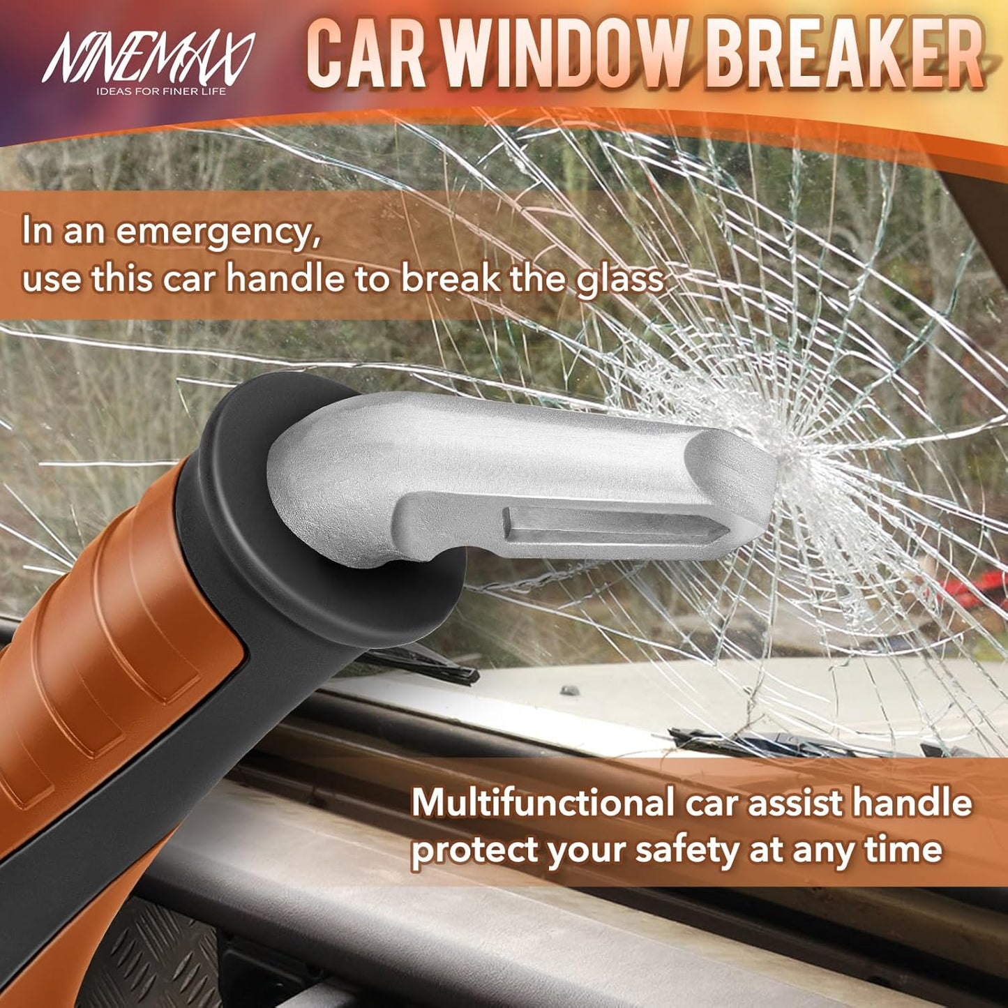 NINEMAX Car Door Handle for Elderly Car Handle Assist Support, Auto Grab Handles, Portable Car Door Cane for Seniors, Handicap (Black, Brown 1 pc)