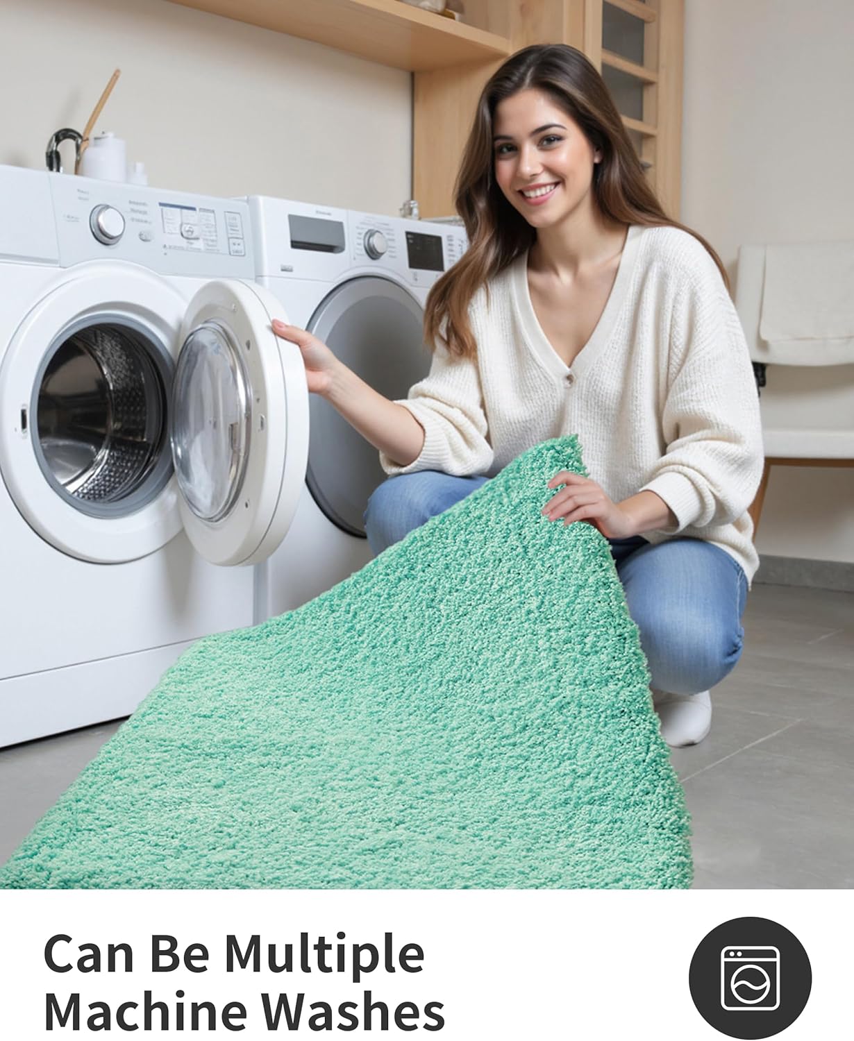 ILANGO Spa Blue Bathroom Rugs 70" × 24" Non Slip & Super Absorbent Thick Soft, Washable Bath Carpet Runner for Floor, Microfiber Plush Shaggy Bath Mats with Rubber for Bedroom Bathtub Shower Room