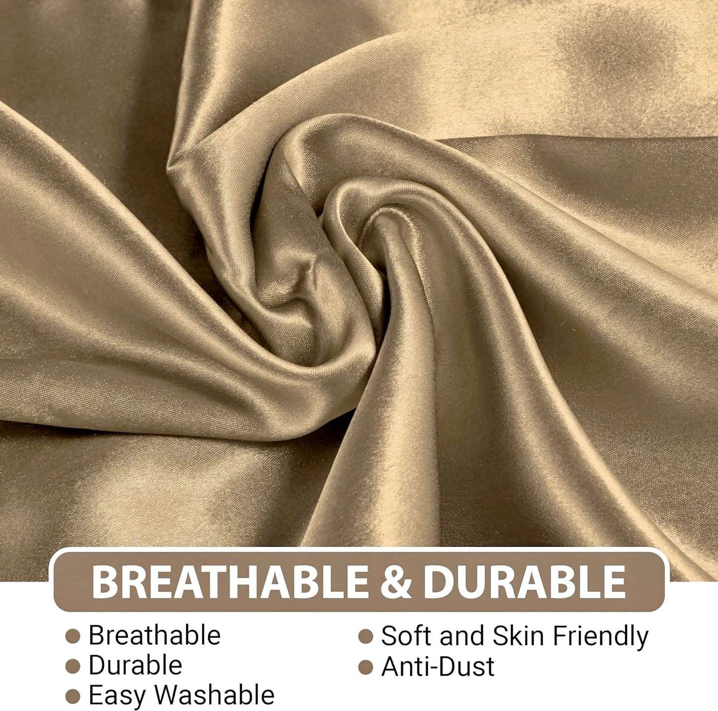 Satin Silk Pillowcase for Hair and Skin, Black Pillow Cases Standard Size Set of 4 Pack Super Soft Pillow Case with Zipper Closure (Camel, Queen(4 Pack))