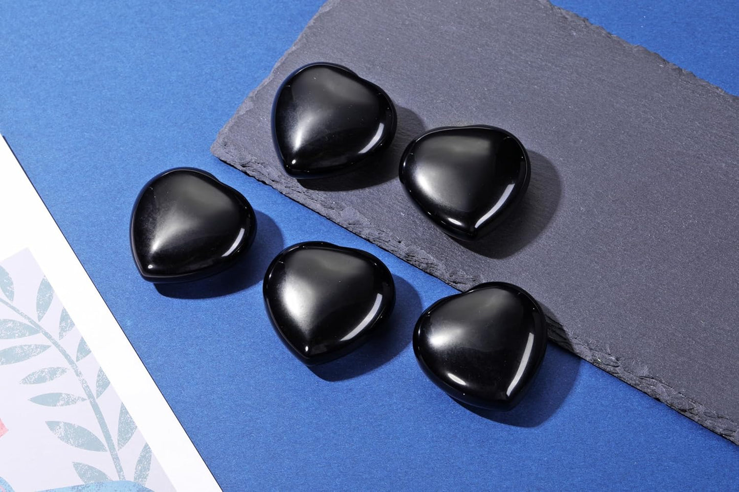 Jovivi 45mm Big Black Obsidian Crystal Heart Healing Crystals Heart Stones Polished Pocket Love Gemstones Natural Reiki Chakra Balancing Meditation Massage Gift Palm Worry Stones for Anxiety