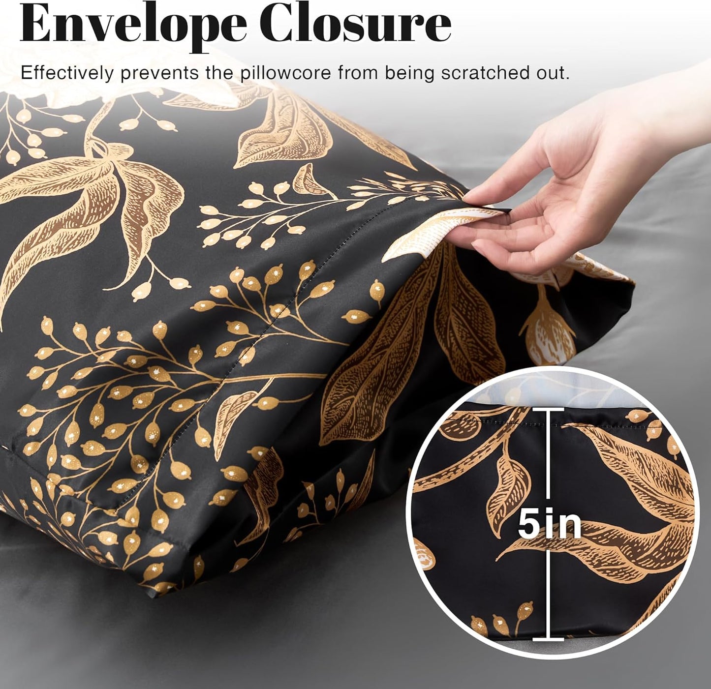 EXQ Home Satin Pillowcase for Hair and Skin Queen - Printed Vintage Flowers Silk Pillowcase 2 Pack 20x30 inches - Satin Pillow Cases Set of 2 with Envelope Closure, Gifts for Women Men