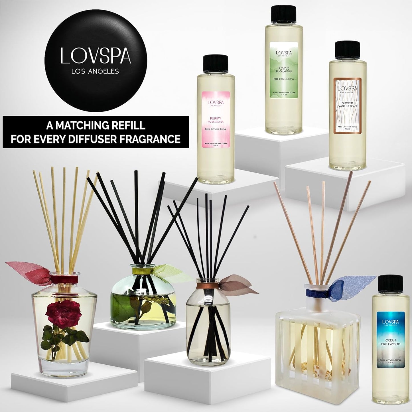 LOVSPA Reed Diffuser Set, Spiced Pumpkin Scented Oil Diffuser with Sticks, Home Fragrance Accessories for Bathroom Shelf Decor, Aroma Diffusers for Home or Office Fall Decor, USA Made