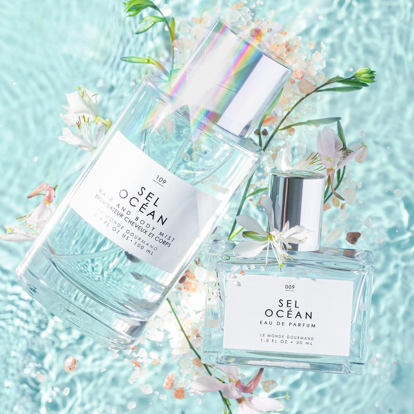 Le Monde Gourmand Sel Océan Hair & Body Perfume Mist - 3.4oz (100ml) - Honeysuckle, Muguet and Pink Sea Salt Fragrance Notes