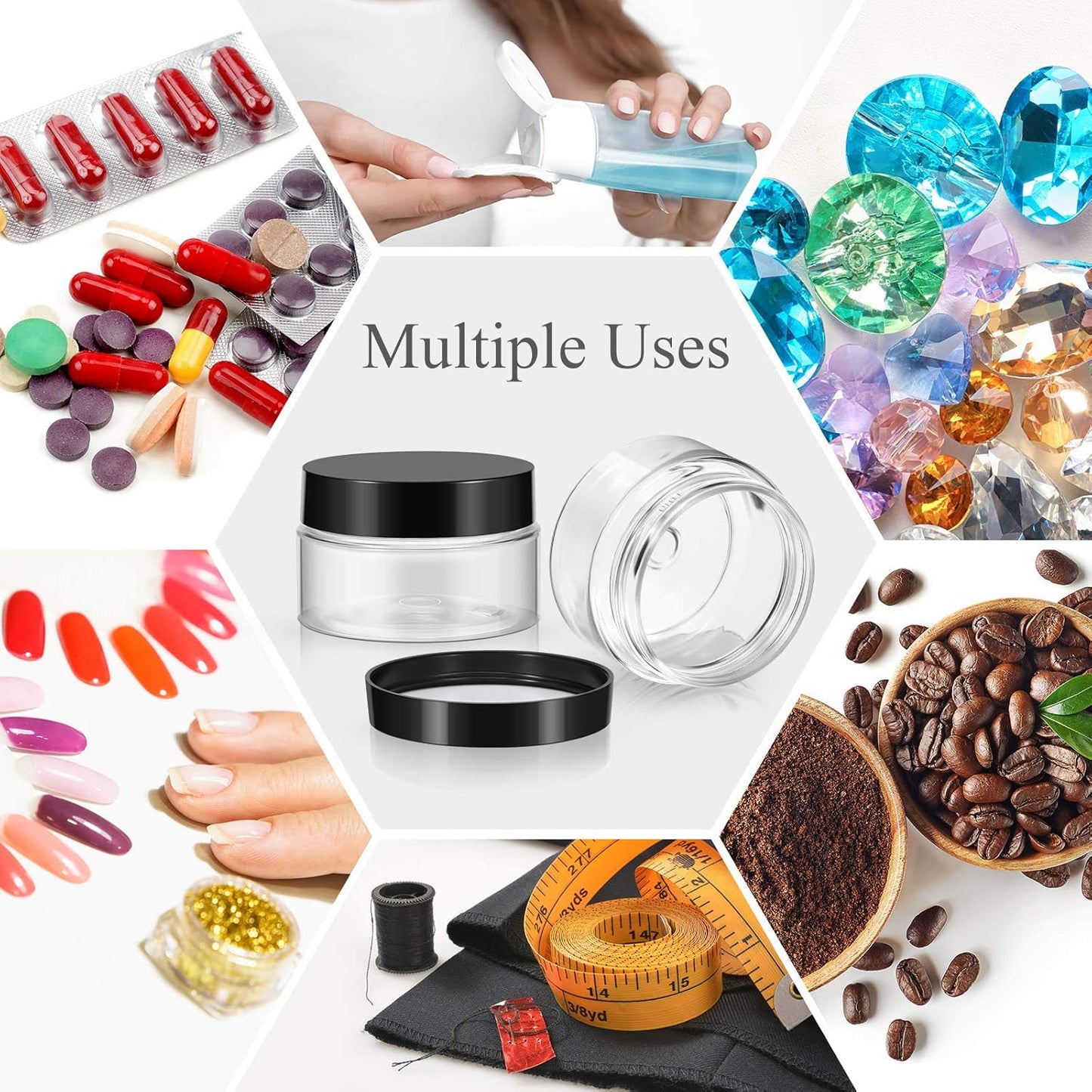 Patelai 4 Pieces Round Wide-mouth Leak Proof Plastic Container Jars with Lids for Travel Storage Makeup Beauty Products Face Creams Oils Salves Ointments DIY Making(4 Ounce,Black)