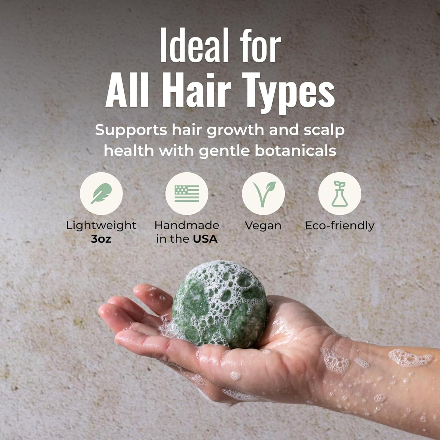 Bloom Shampoo Bar, Vegan Solid Hair Cleanser with Rosemary, Lavender and Peppermint, for Hair Growth and Scalp Health, Zero Waste, Travel-Friendly, Clean Beauty