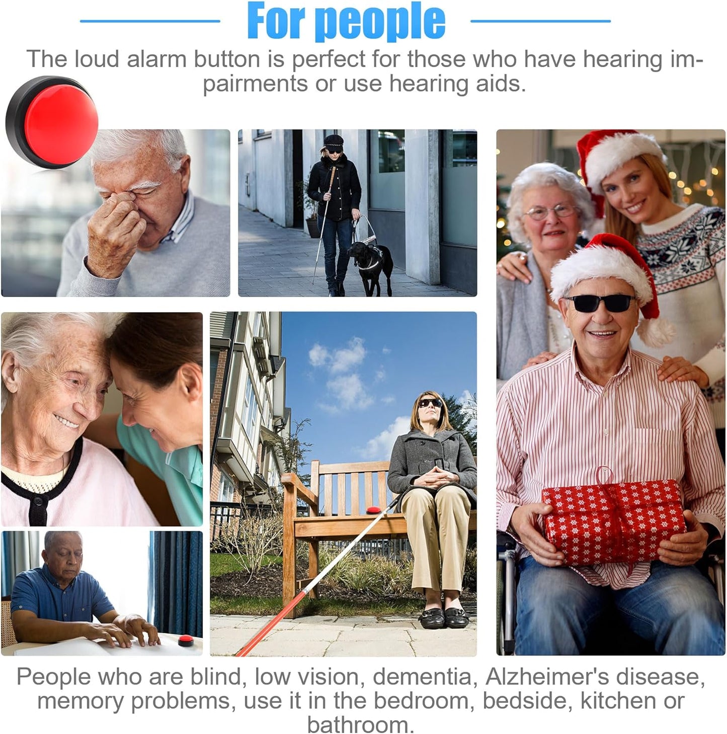 Large Talking Button Clock, Talking Alarm Clock with Volume Control Telling Time and Day of The Week Alarm Gift Clock for Mother Father Seniors Elderly Blind People - (Red and Black)