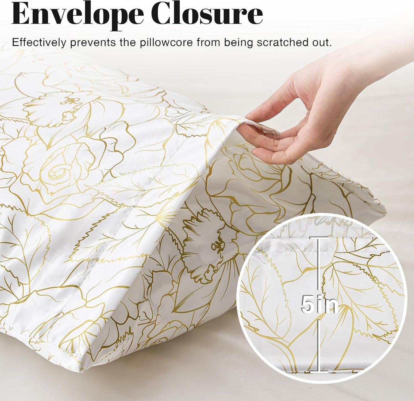 EXQ Home Satin Pillowcase for Hair and Skin Queen - Printed Rose on White Silk Pillowcase 2 Pack 20x30 inches - Satin Pillow Cases Set of 2 with Envelope Closure, Gifts for Women Men