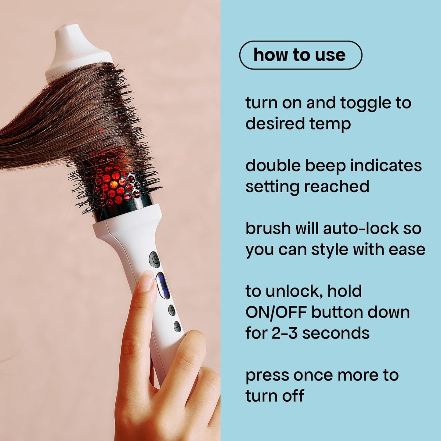 BONDIBOOST Infrared Thermal Brush, Heated Thermal Round Brush for Smooth + Shiny Hair, Dry Hair Styling for Instant Volume, Less Hair Breakage + Minimizes Snags, Frizz-Free