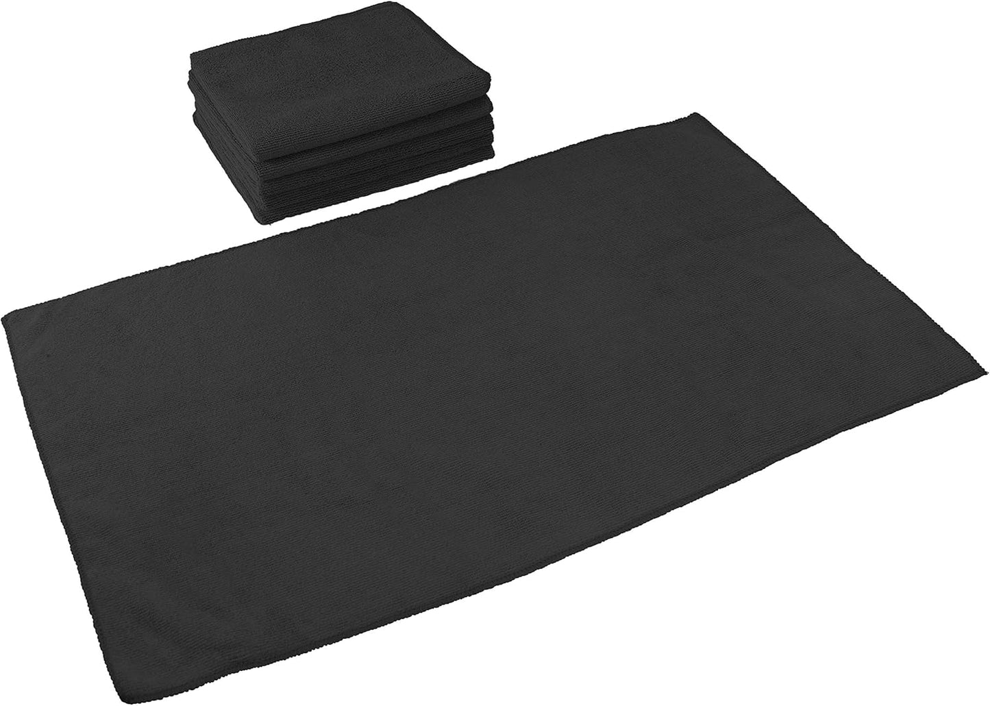 Arkwright Microfiber Gym Towel - Pack of 12 - Super Soft, Quick Dry Workout Sweat Towels, 300 GSM Lightweight & Absorbent for Sports, Working Out, Yoga, and Spa, 16 x 27 in, Black