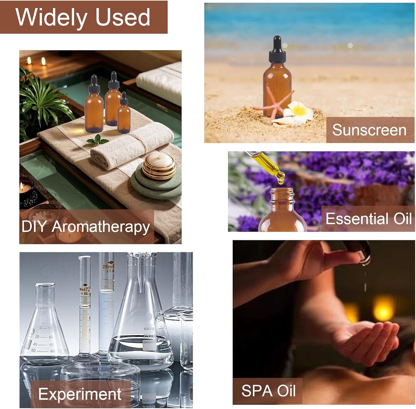 36 Pack 2oz Amber Glass Dropper Bottles, Glass Eye Dropper Bottles for Essential Oils, Perfumes, Laboratory Use (Amber, 2oz-36Pack)