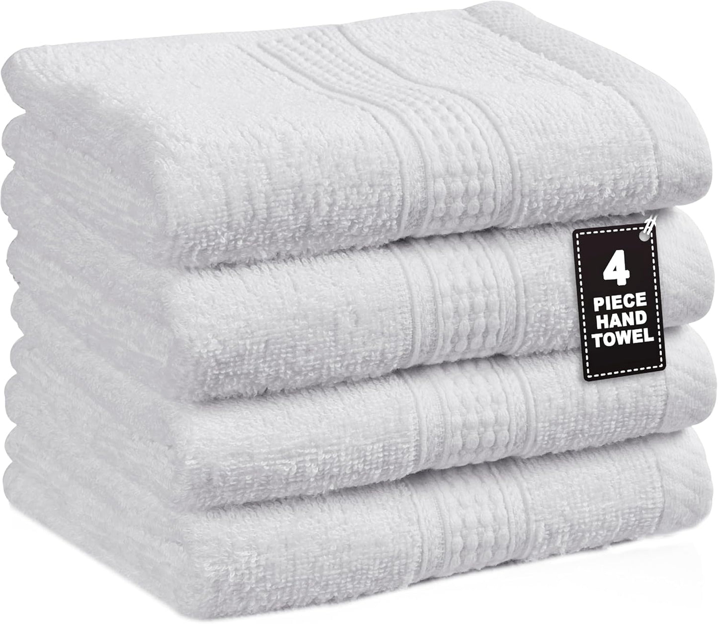 LANE LINEN 4 Pack Hand Towels (16"x28") - Spa & Hotel Quality - 100% Cotton, Ring Spun - Quick Dry, Ultra Soft & Absorbent - Used for Salon, Gym, Bathroom, Beauty - Pre Shrunk - White Hand Towels Set