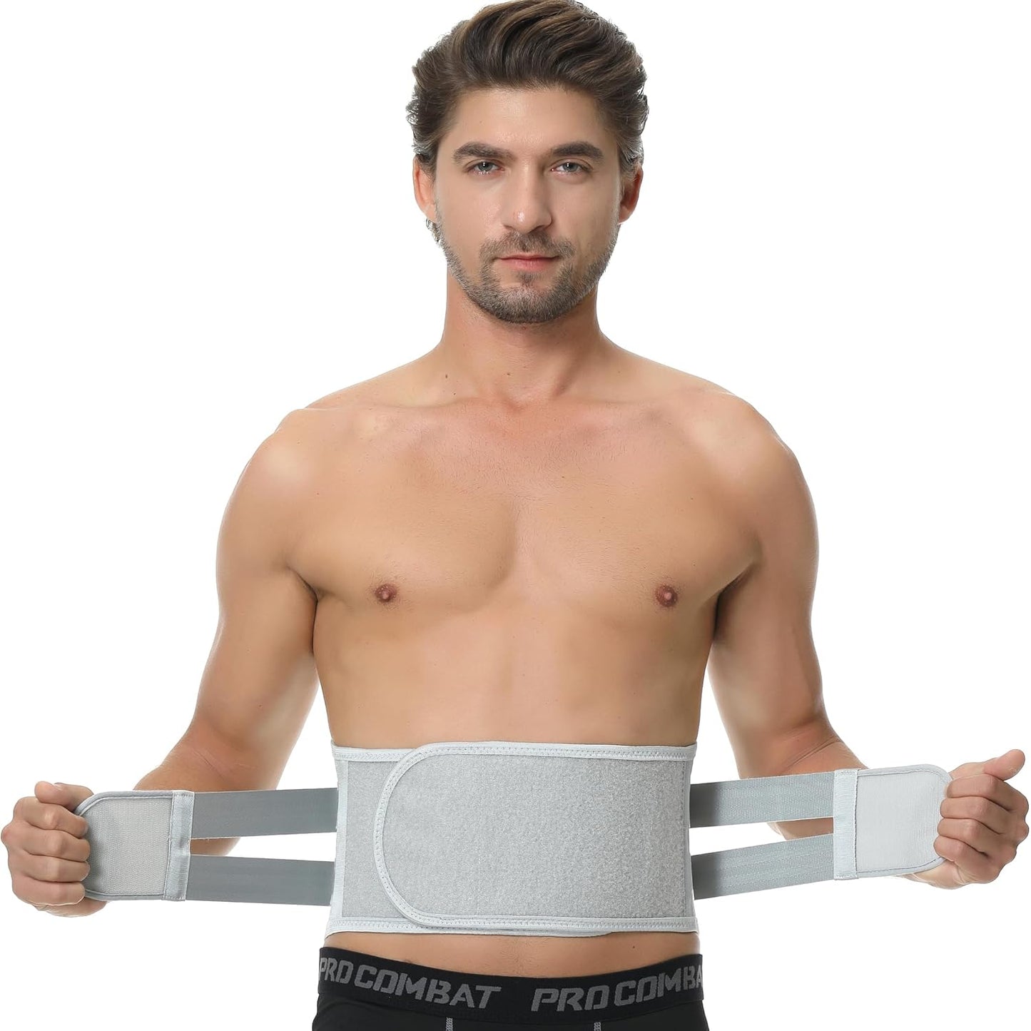 NeoTech Care Back Support Belt - Breathable & Adjustable Lower Back Brace - Double Pull Compression Straps (Grey, Size XXL)