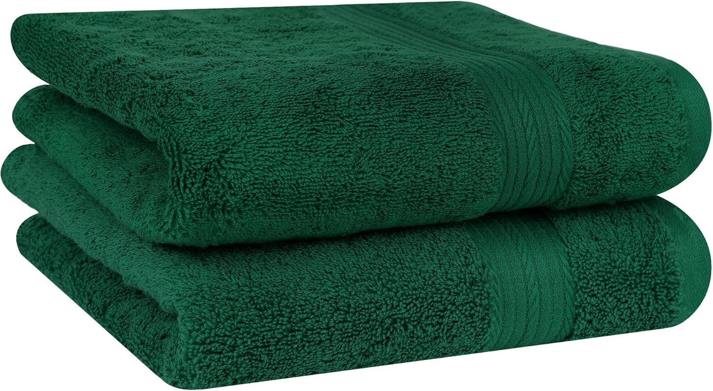 Ample Decor Hand Towels 18 X 28 Inch 600 GSM 100% Cotton, Premium Soft Absorbent - 2 Pcs - Green