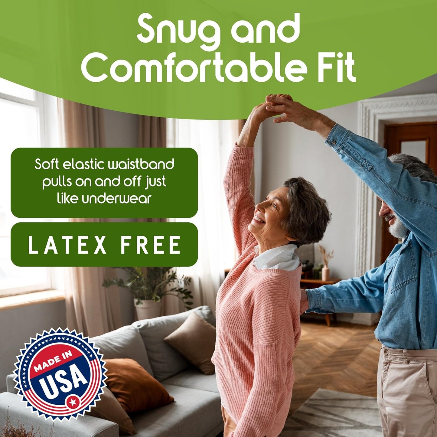 Inspire Protective Underwear for Men and Women | Adult Diapers for Bowel Incontinence | Disposable Underwear for Women and Men - 4 Bags of 18 | 72 Total (Large)