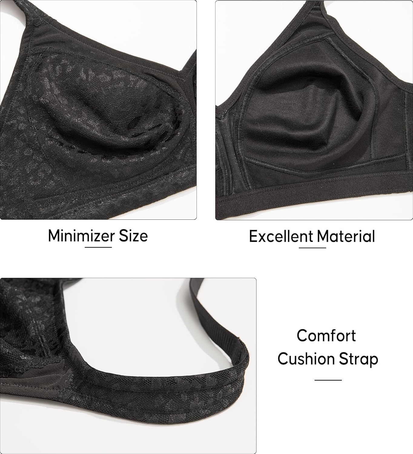 ZeroBound Women's Minimizer Bras Comfort Cushion Strap Wirefree Full Coverage Large Bust Non-Padded Bra