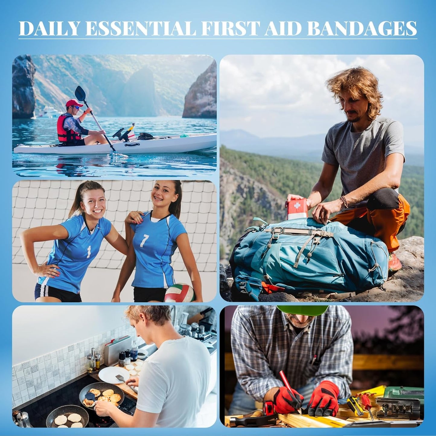 Geiserailie 300 Pcs Adhesive Bandages Family Variety Pack Fabric and Waterproof Assorted Bandages Bulk Sterile Individually Wrapped Bandages for First-Aid, Scrapes, Fingers(Clear and Fabric Bandage)