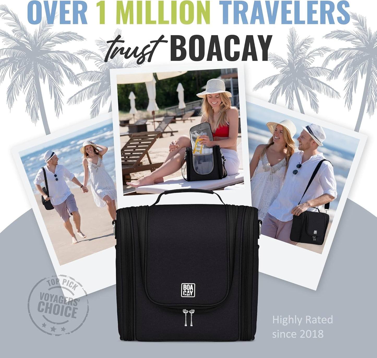 BOACAY Extra Large Hanging Travel Toiletry Bag for Women and Men, Makeup Bag, Bathroom & Shower Organizer Kit for Accessories, Cosmetics, Essentials