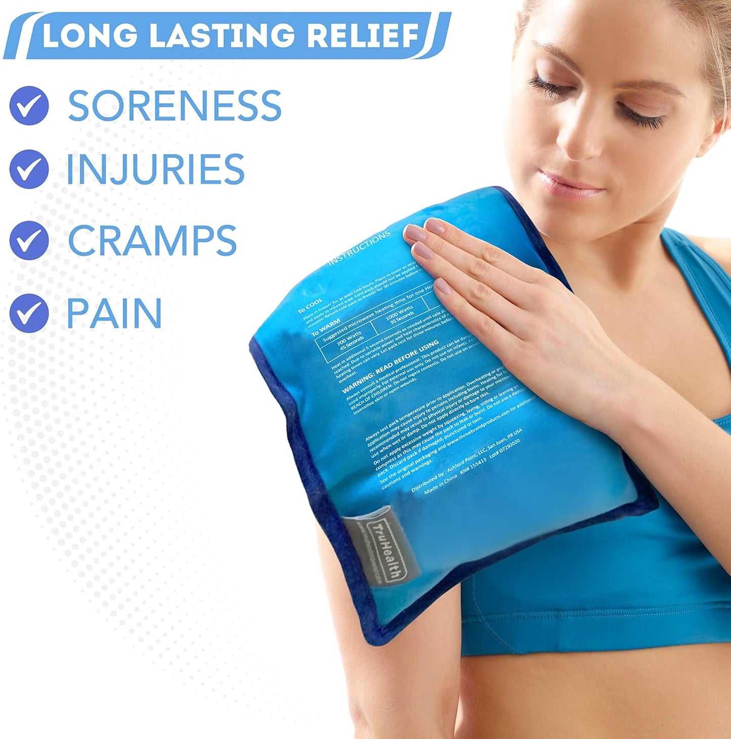 Reusable Gel Ice Packs - Extra Large Blue Set of 2 - Cold Packs for Injuries & Pain Relief - Back & Hip Hot & Cold Treatment