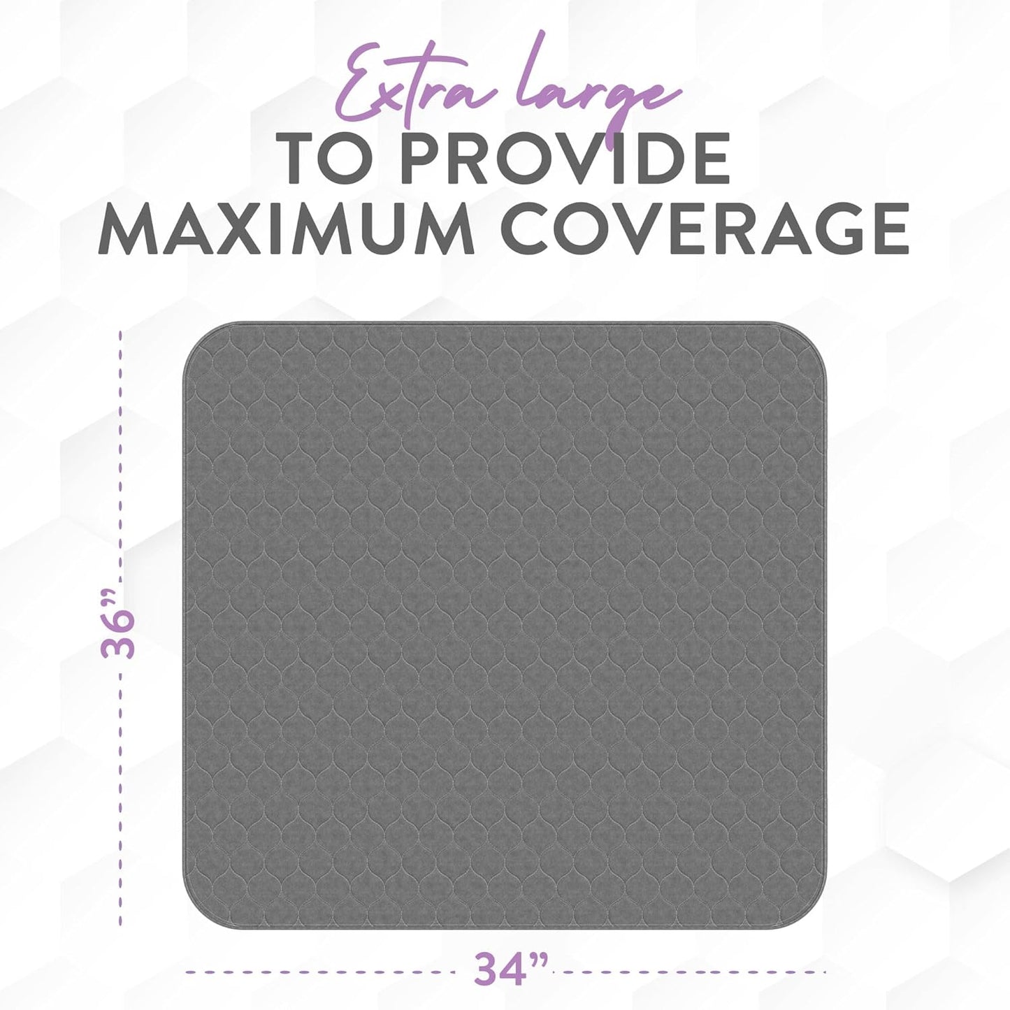 Inspire Underpads | Stain Hiding Gray Reusable Incontinence Bed Pads | Waterproof Mattress Pad | for Adults Babies and Dogs (34 X 36 - 4 Pack)