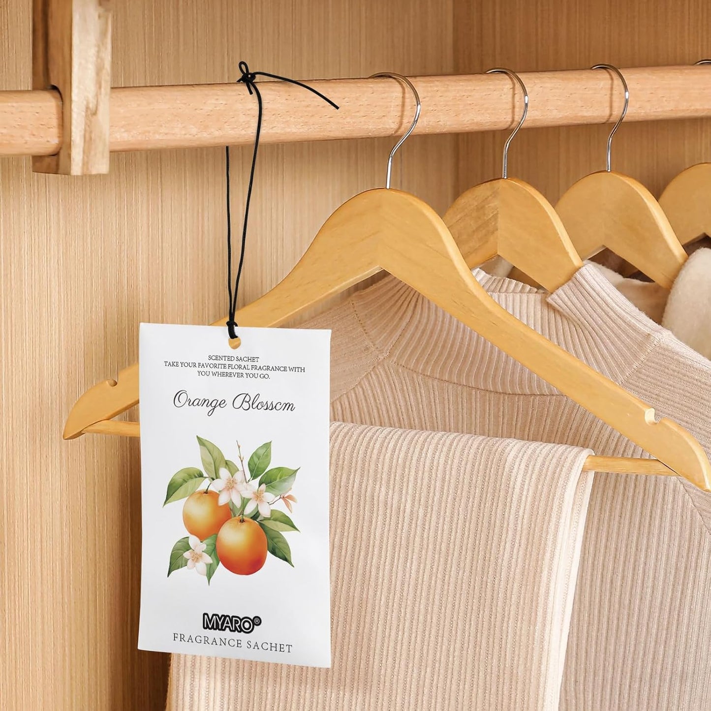 MYARO 12 Packs Orange Blossom Scented Sachets for Drawer and Closet, Long-Lasting Closet Sachet Bags Drawer deodorizers Fresh Scents, Home Fragrance for Lover