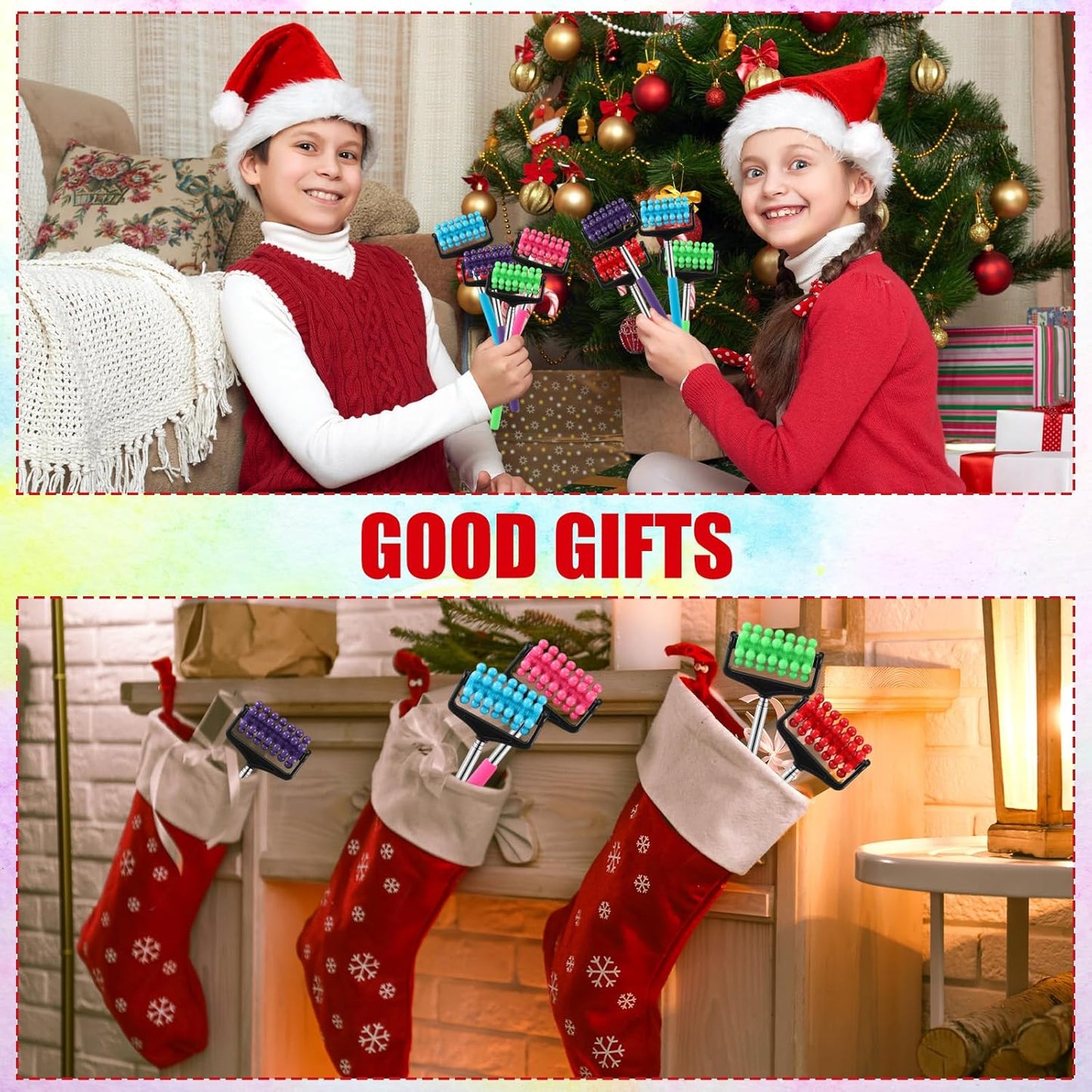 LemonRoad 25 Pieces Hand Massager Roller Bulk Telescopic Hand Roller for Muscle Massager Adjustable Back Neck Scratchers Stick Tool for Body Relax Christmas Stocking Stuffers Gift, Assorted Color