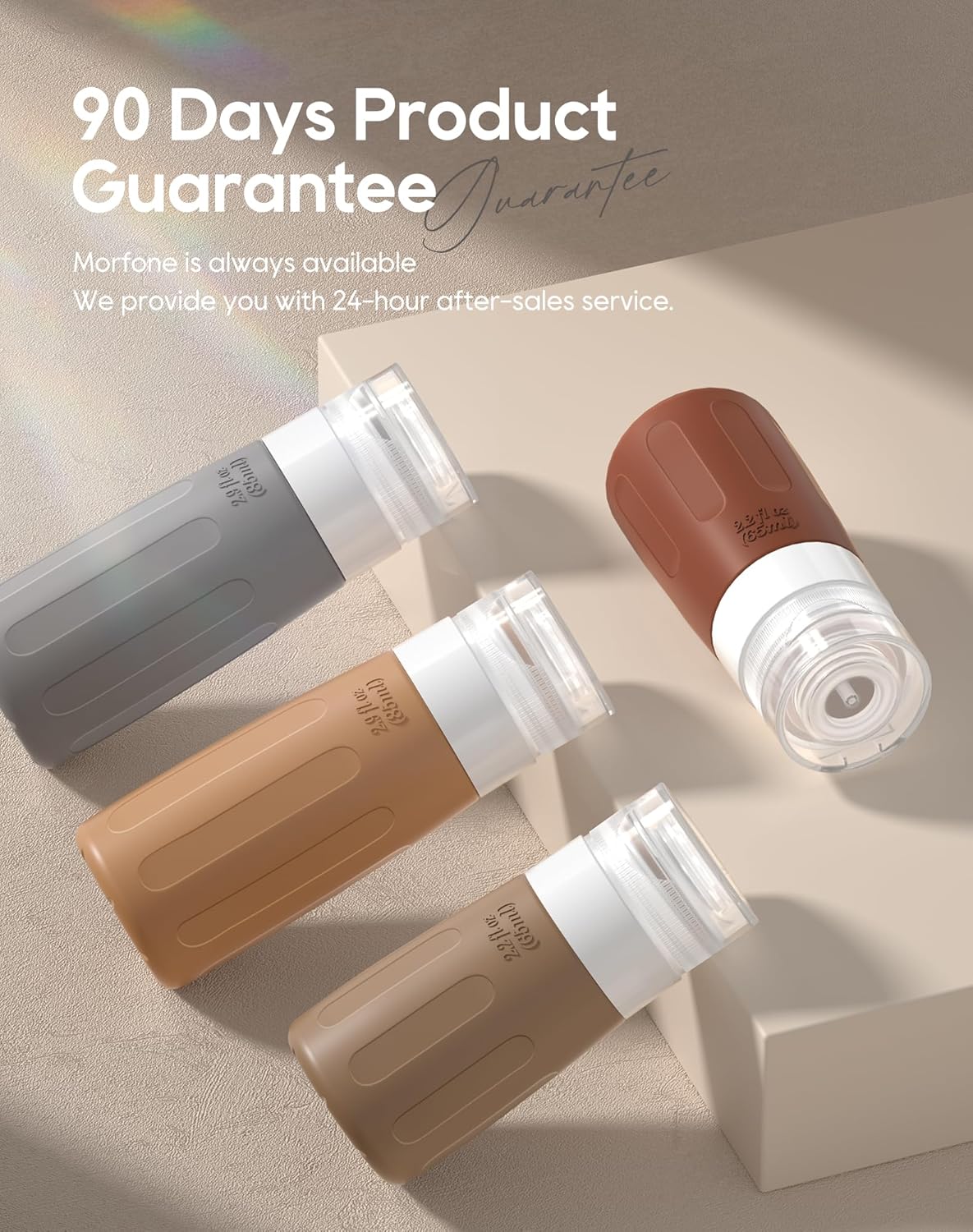 Morfone 16 Pack Silicone Travel Bottles Set for Toiletries TSA Approved Travel Containers Leakproof Squeezable Refillable Travel Accessories 2oz 3oz for Shampoo Conditioner Lotion Liquids (Brown)