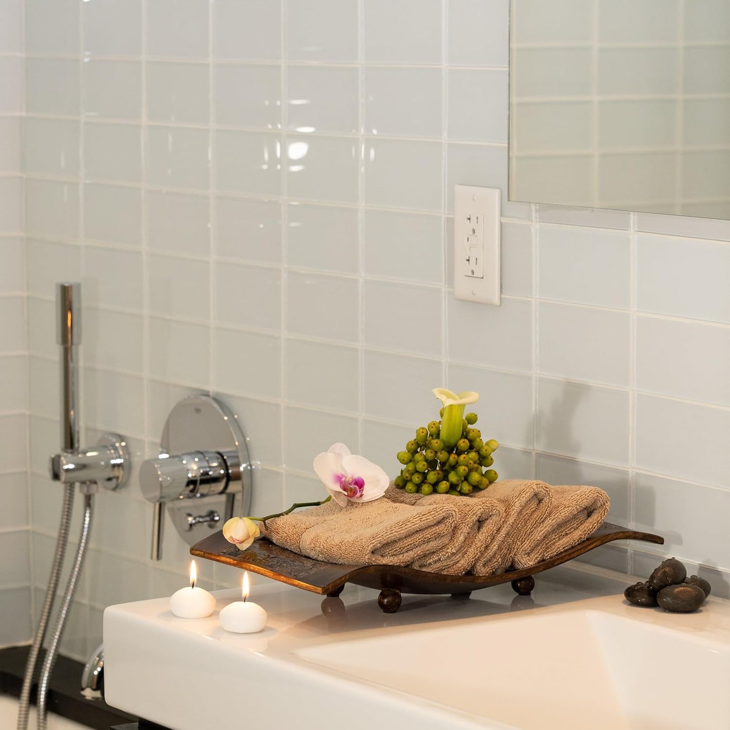 Mosobam Luxury Turkish Towels Set of 12 Washcloths 13X13 Light Taupe 700 GSM Bamboo Viscose & Aegean Turkish Combed Cotton