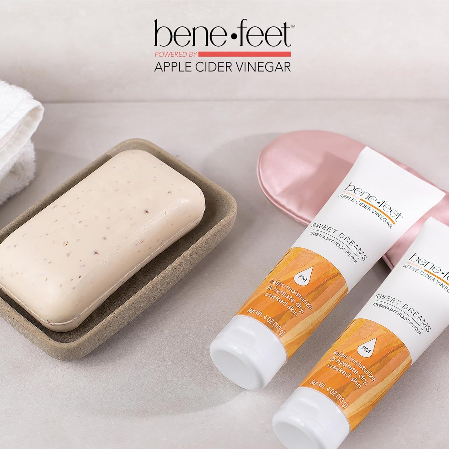 Benefeet Sweet Dreams Overnight Foot Repair - Night Cream for Detox, Moisturize & Soften Dry Cracked Skin, With Apple Cider Vinegar, Turmeric & Borage Oil, 4oz (2 Pack)