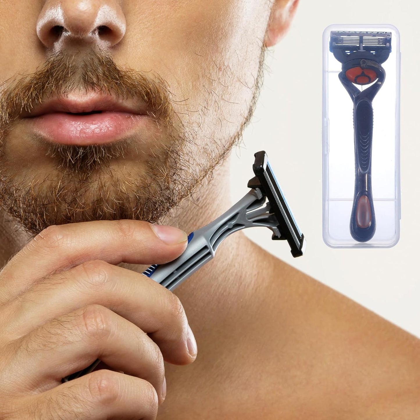 2 Pack Manual Razor Travel Case Transparent Portable Travel Men Manual Razor Protector Universal Portable Shaver Storage Box Shaver Holder Protector Case Organizer for Men Razors And Blade Refills Kit