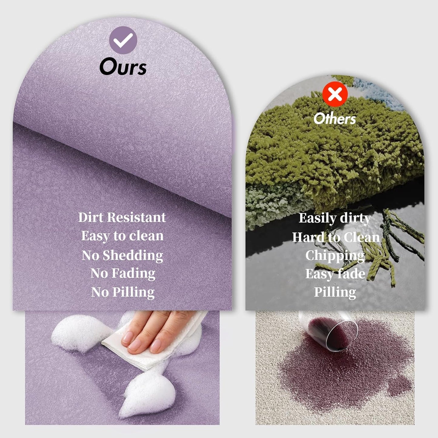 2 Piece Bathroom Rugs Mat Set - Quick Dry Diatomaceous Earth Bath Mat for Bathroom Non-Slip Bath Rug with Rubber Backing, Absorbent Bath Mat Thin Bath Floor Mat, 15.7x23.6+15.7x47.2 Inch, Lavender