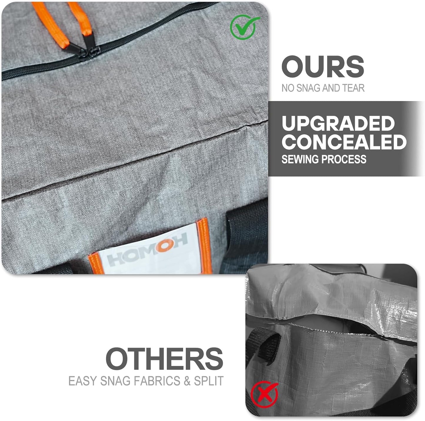 6 Pack Large Moving Bags, Storage Bag with Zipper, Heavy Duty Packing Bags with Internal Compression Straps, Wrap Around Handles, Alternative to Moving Boxes, Grey and Black