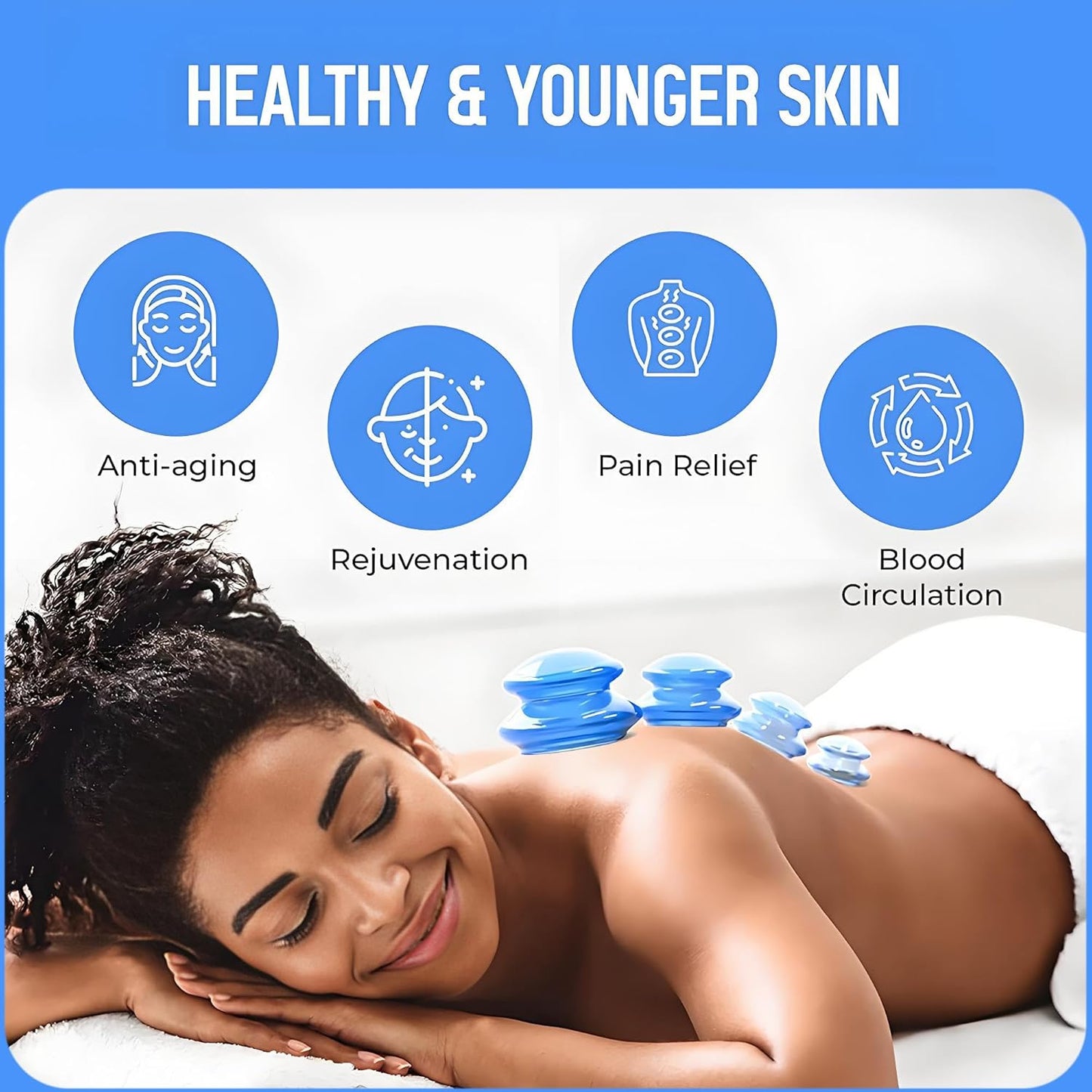 Silicone Cupping kit for Massage Therapy, Professionally Massage Cup for Body Sculpt Cup (Blue, S*2 Cups)