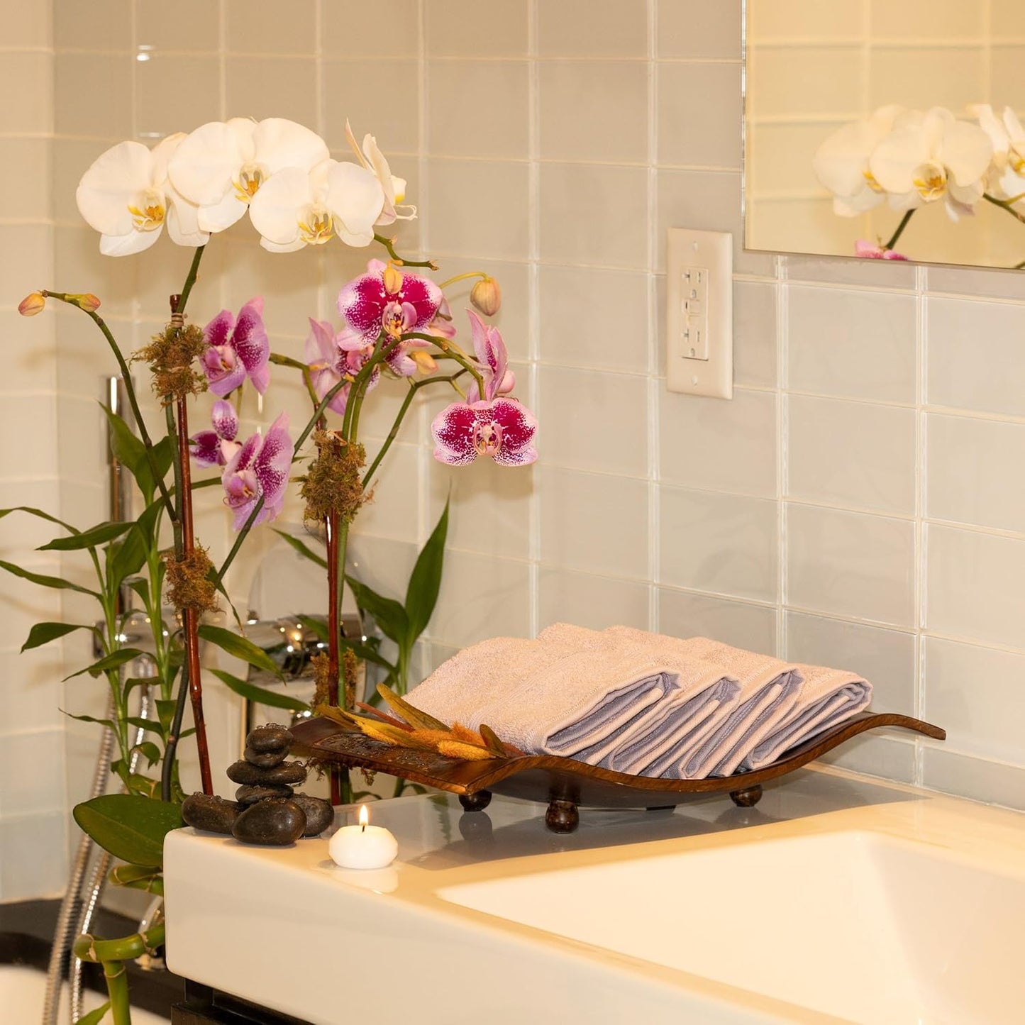 Mosobam Luxury Turkish Towels Set of 12 Washcloths 13X13 Lavender Aura 700 GSM Bamboo Viscose & Aegean Turkish Combed Cotton