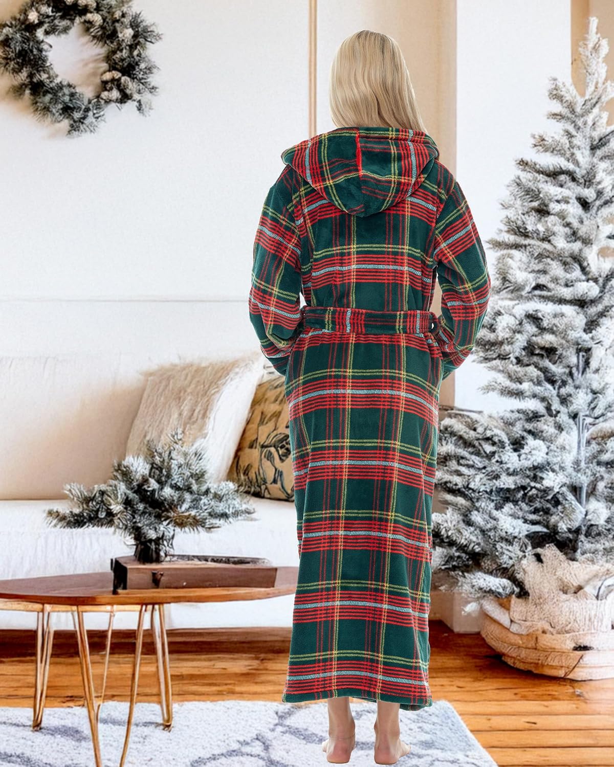 Alexander Del Rossa Womens Robe, Long Plush Bathrobe with Hood, Hooded Robes for Women Plus Size Bath Robe