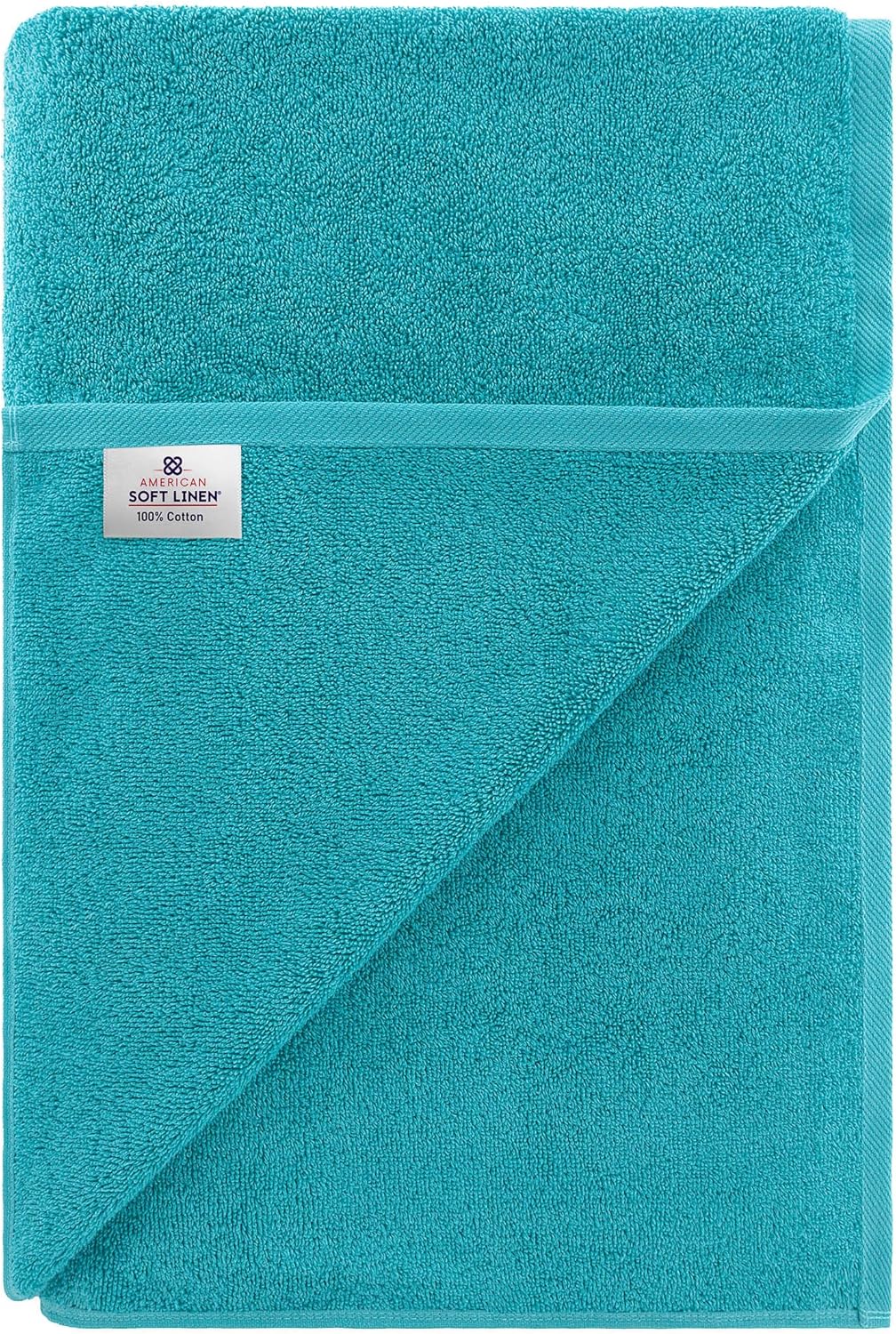 American Soft Linen Oversized Bath Sheet 40x80 Extra Large for Bathroom, 600 GSM 100% Cotton Turkish Jumbo Bathsheet Towels for Adults, Aqua Blue Bath Sheet